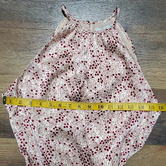 Joie red floral on cream tie waist single side split maxi halter top dress - Picture 5 of 9